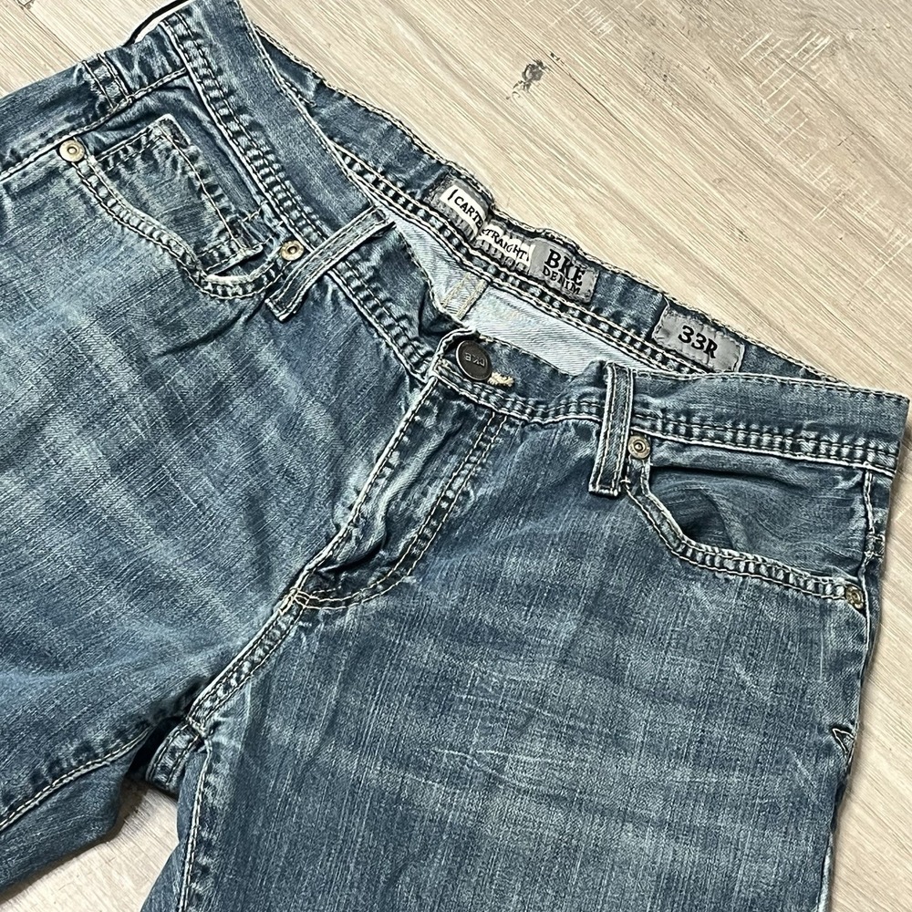 BKE Carter Jeans Mens 33x29 Light Blue Wash Denim Straight Leg Distressed